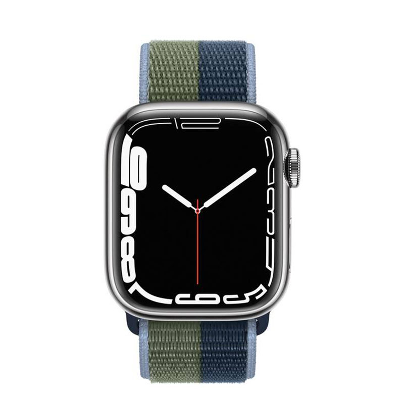 часы apple watch series 7 41 мм стальные спортивный браслет «синий омут/зелёный мох»
