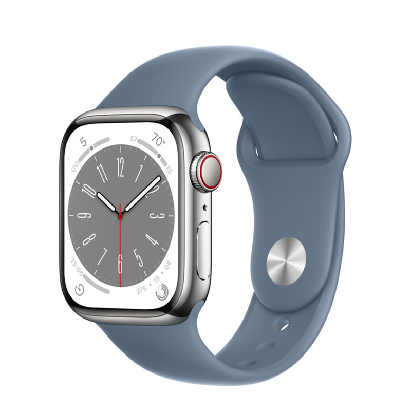 умные часы apple watch series 8 gps + cellular 41мм silver stainless steel case with sport band