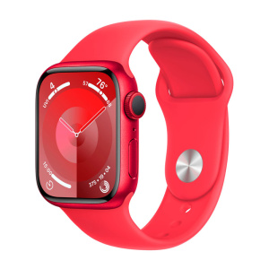 смарт-часы apple watch series 9, 45мм, m/l sport band, (product)red (mrxk3)