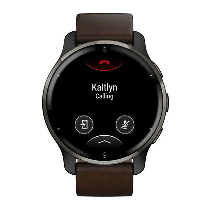 смарт-часы garmin venu 2 plus, black with leather band (010-02496-15)