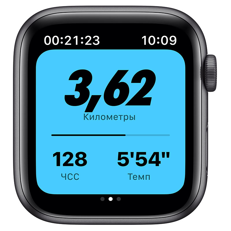часы apple watch nike se 44 мм корпус из алюминия цвета серый космос, спортивный ремешок nike цвета антрацитовый/чёрный