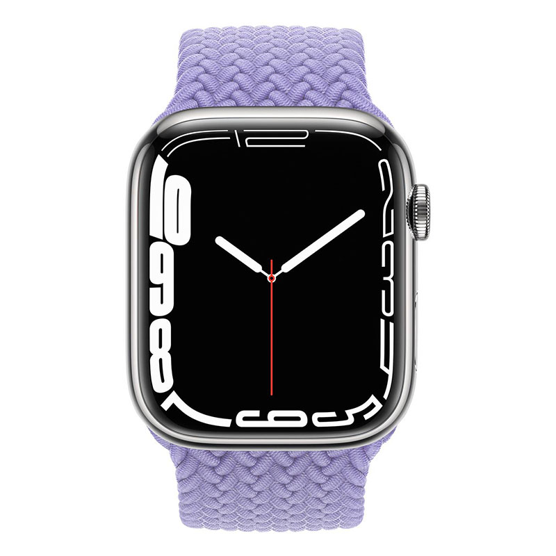 часы apple watch series 7 45 мм silver stainless steel плетеный монобраслет «английская лаванда»