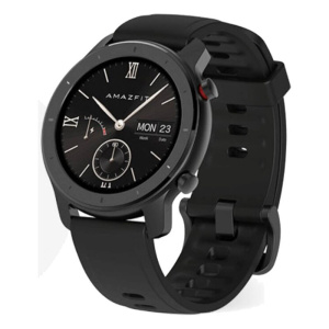 умные часы amazfit gtr 42 mm aluminium case,silicone strap black (черный)