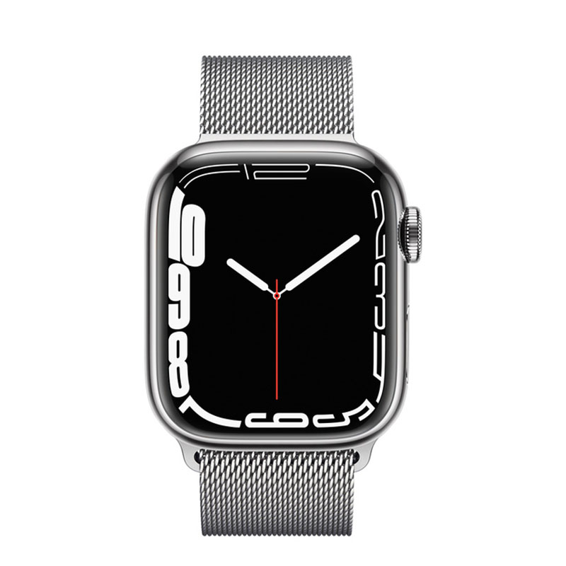 часы apple watch series 7 41 мм стальные серебристый миланский сетчатый браслет