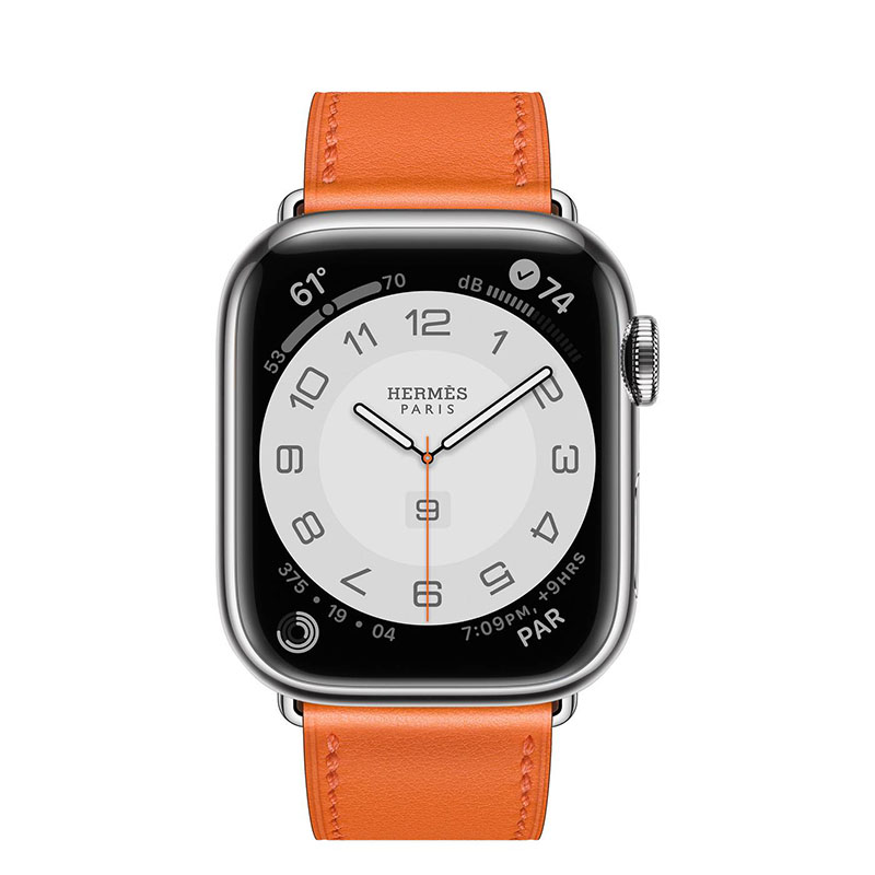 часы apple watch series 7 hermes 41 мм с кожаным ремешком оранжевого цвета