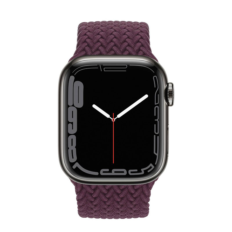 часы apple watch series 7 41 мм graphite stainless steel плетеный монобраслет «тёмная вишня»