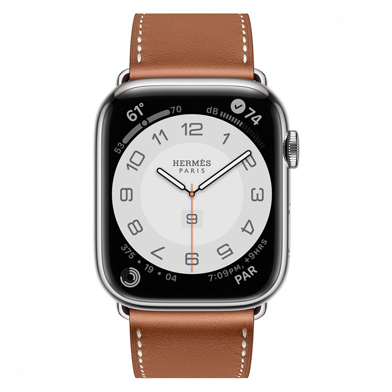 часы apple watch series 7 hermes 45 мм с кожаным ремешком золотого цвета