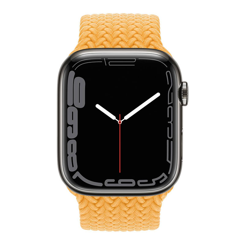 часы apple watch series 7 45 мм, graphite stainless steel, плетеный монобраслет «спелый маис»