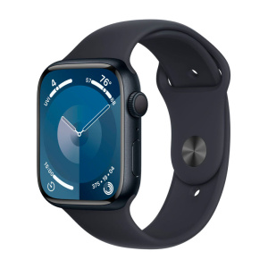 смарт-часы apple watch series 9, 45мм, m/l sport band, тёмная ночь (mr9a3)