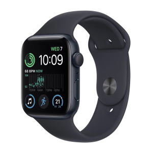 часы apple watch se gen 2 gps (2022) 44mm midnight aluminium case, midnight sport band mntg3ll/a (m/l)