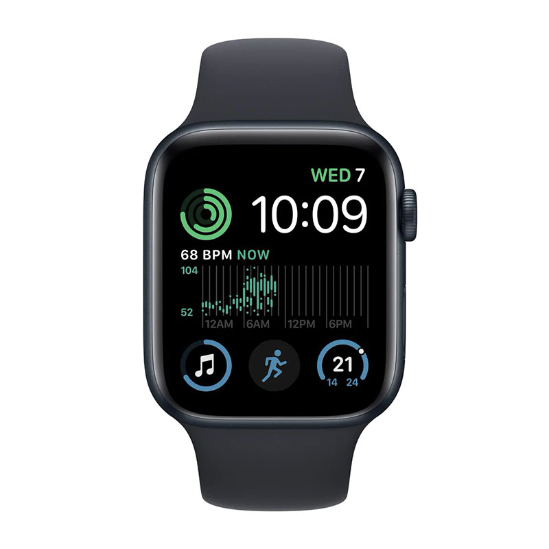 часы apple watch se gen 2 gps (2022) 40mm midnight aluminium case, midnight sport band mnt83ll/a (m/l)