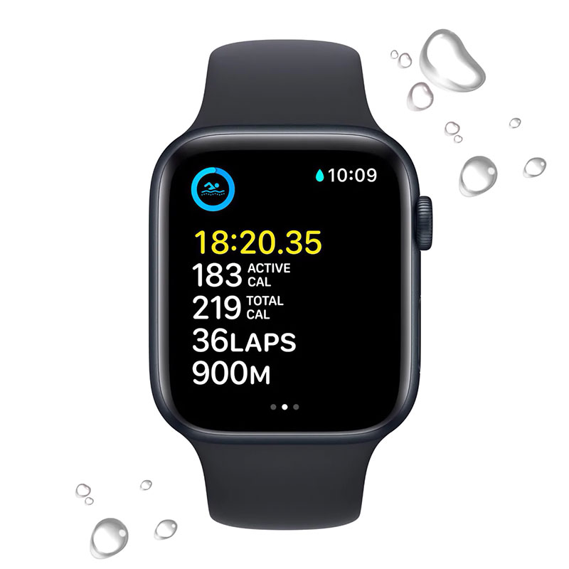 часы apple watch se gen 2 gps (2022) 44mm midnight aluminium case, midnight sport band mntg3ll/a (m/l)