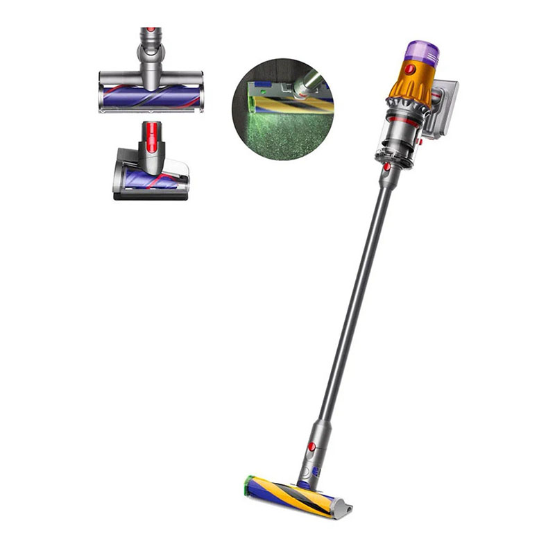 вертикальный пылесос dyson v12 (sv30) detect slim absolute (uk) с подсветкой, серый/оранжевый