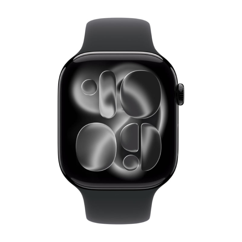 умные часы apple watch series 11 (2025) gps 46 мм, jet black aluminium case, sport band, black m/l