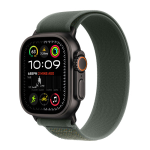 умные часы apple watch ultra 2 (2024) gps + cellular, 49 мм, m/l, black titanium case with green trail band, зеленый