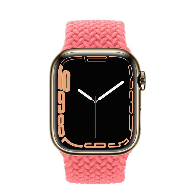 часы apple watch series 7 41 мм gold stainless steel плетеный монобраслет «розовый пунш»