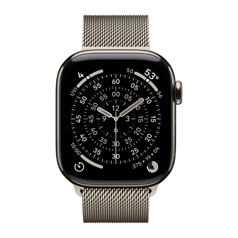 умные часы apple watch series 11 (2025) gps + cellular 46 мм, natural titanium case, milanese loop, natural
