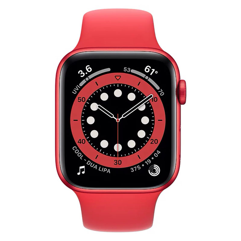 часы apple watch series 6 40mm корпус из алюминия красного цвета (product)red, cпортивный ремешок красный (product)red (m00a3)