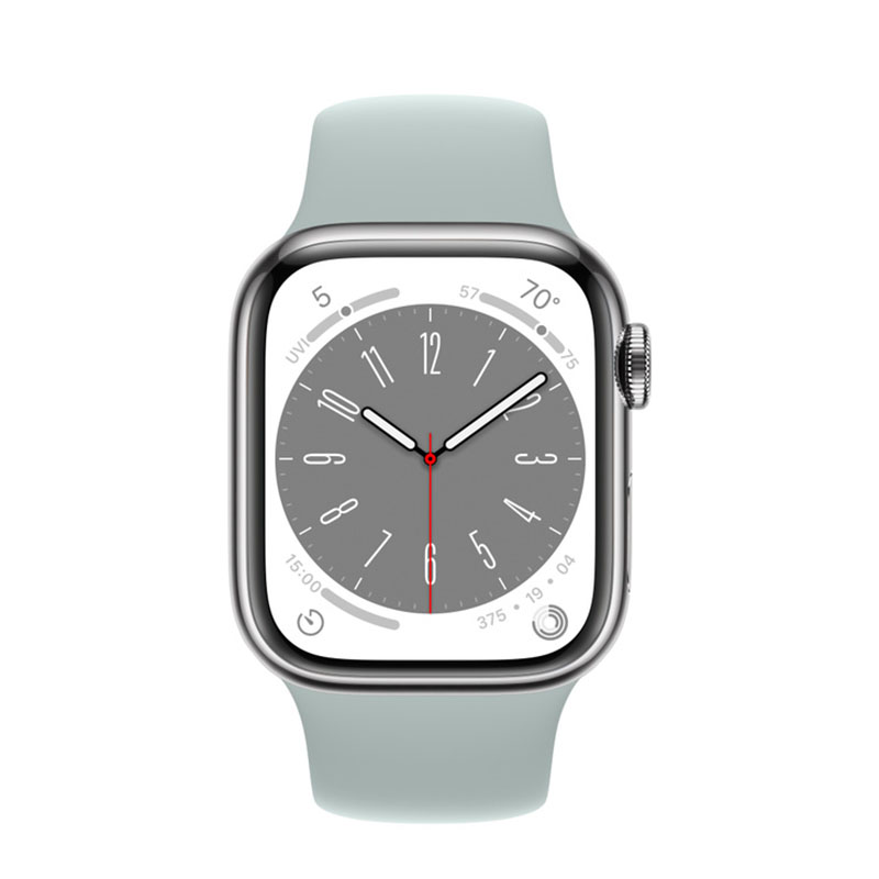 умные часы apple watch series 8 gps + cellular 41мм silver stainless steel case with sport band