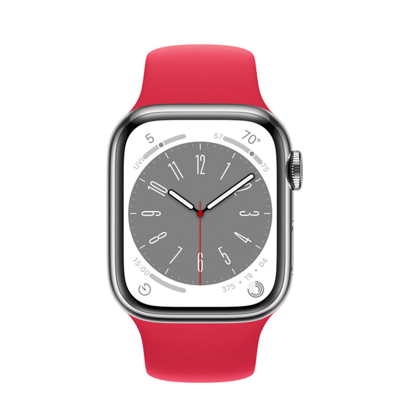 умные часы apple watch series 8 gps + cellular 41мм silver stainless steel case with sport band