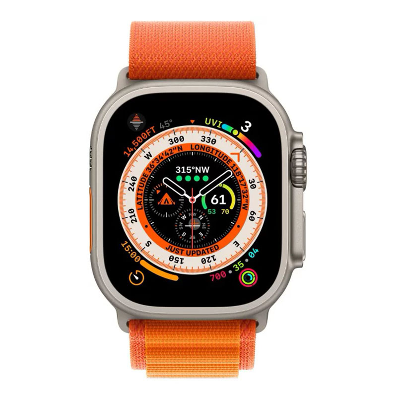 умные часы apple watch ultra gps + cellular 49мм titanium case with orange alpine loop mqeu3, оранжевый