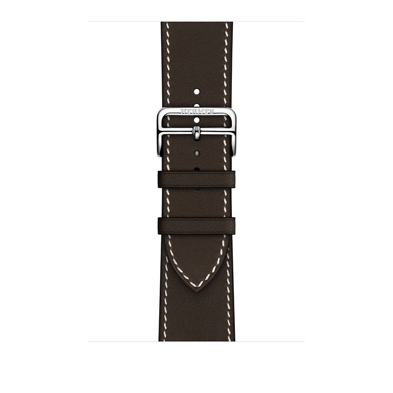 часы apple watch series 7 hermes 45 мм ремешок из тёмно-коричневой кожи с раскладывающейся застёжкой