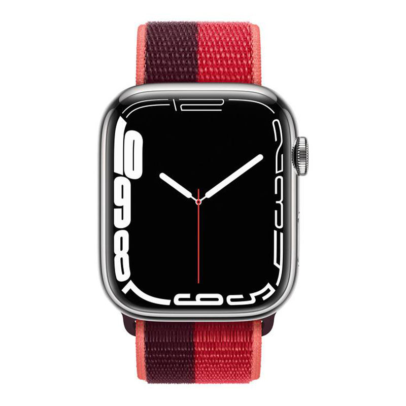 часы apple watch series 7 45 мм стальные спортивный браслет красный