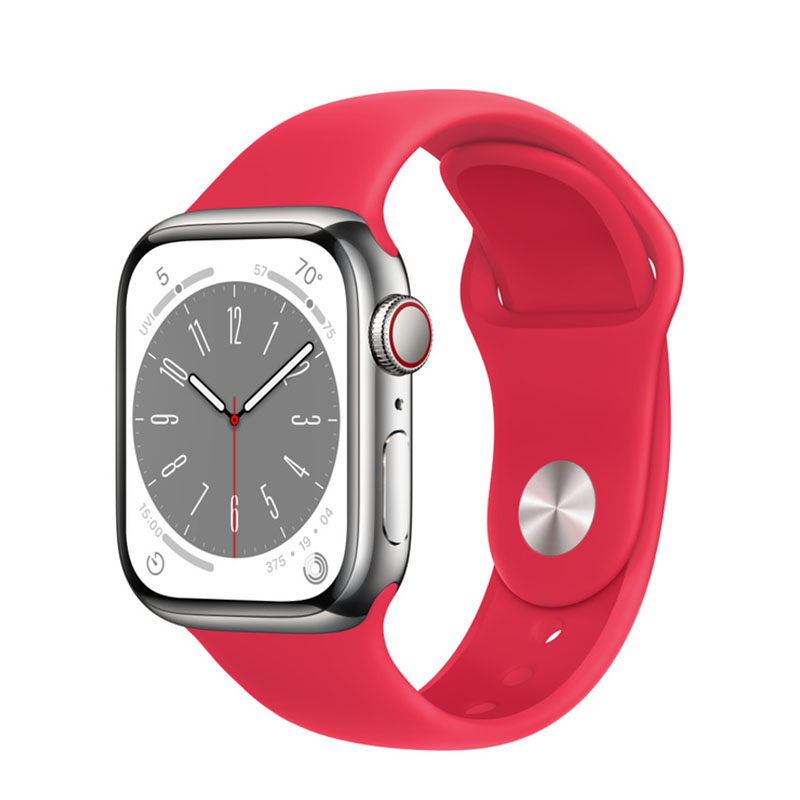 умные часы apple watch series 8 gps + cellular 41мм silver stainless steel case with sport band
