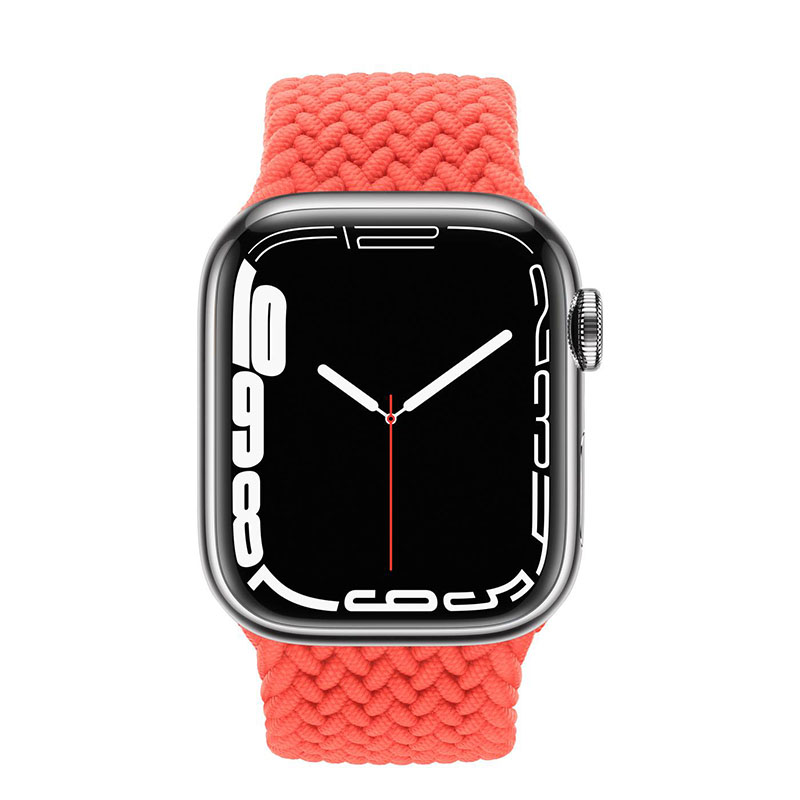 часы apple watch series 7 41 мм silver stainless steel плетеный монобраслет «солнечный апельсин»