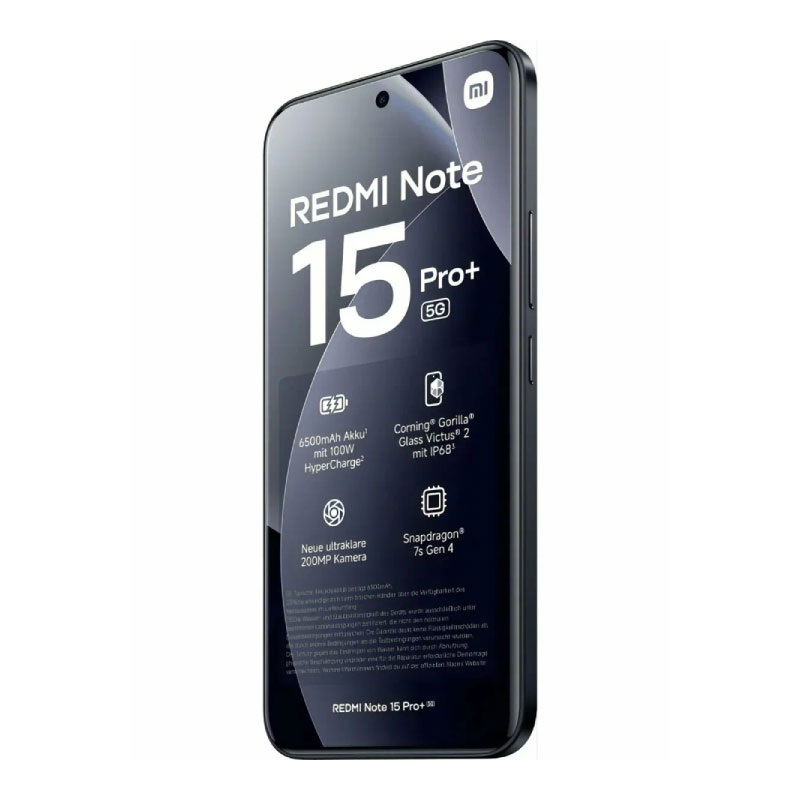 смартфон xiaomi redmi note 15 pro+ 5g 12/512 гб, dual nano sim, black/черный