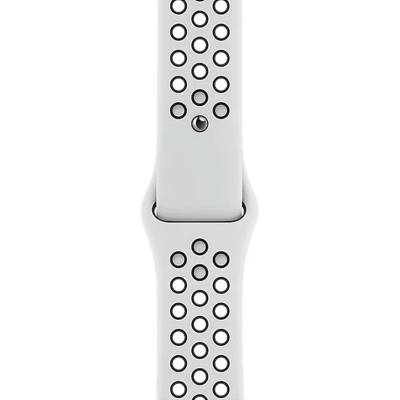 часы apple watch nike series 6 корпус из алюминия 40mm серебристого цвета, cпортивный ремешок nike «чистая платина/чёрный» (m00t3)