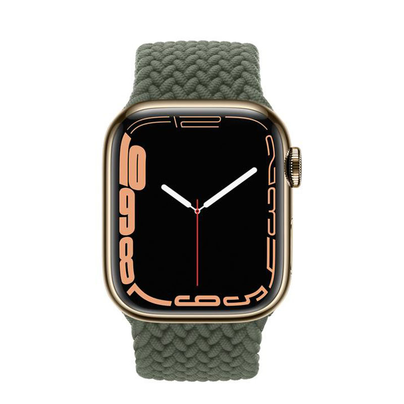 часы apple watch series 7 41 мм gold stainless steel плетеный монобраслет «зелёные холмы»