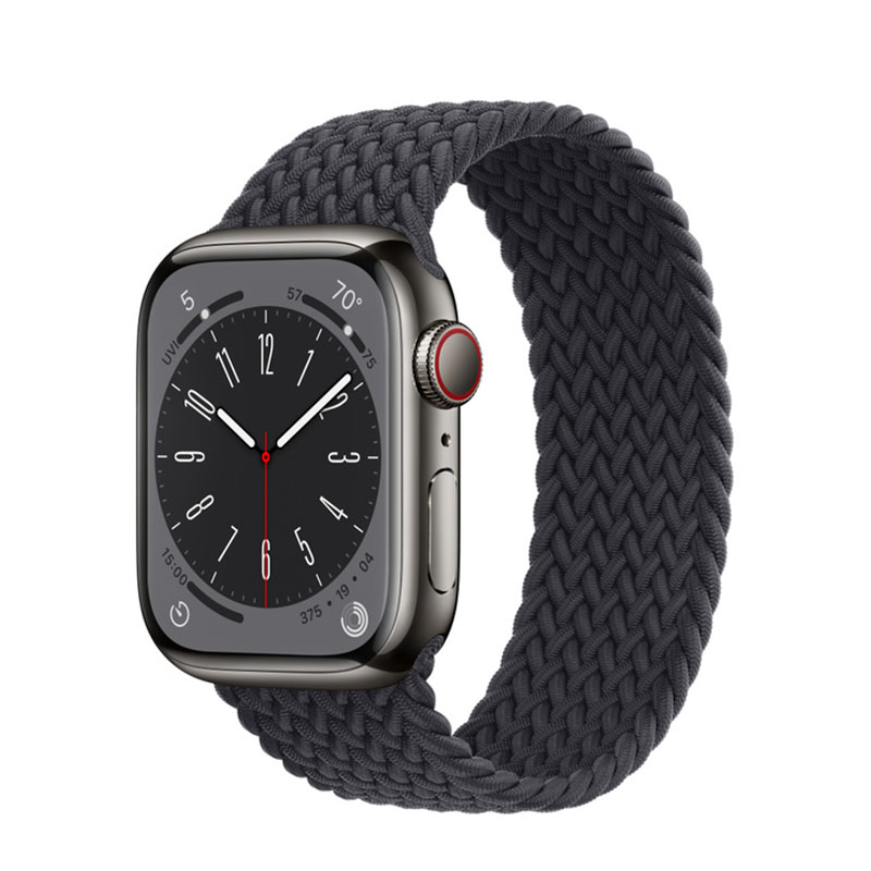 умные часы apple watch series 8 gps 41мм graphite stainless steel case with braided solo loop