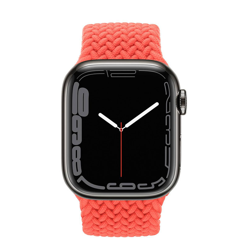 часы apple watch series 7 41 мм graphite stainless steel плетеный монобраслет «солнечный апельсин»