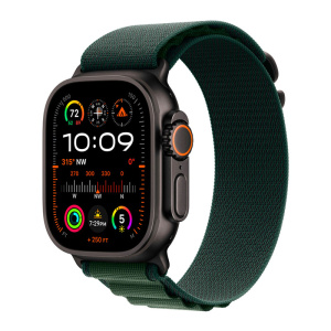 умные часы apple watch ultra 2 (2024) gps + cellular, 49 мм, m, black titanium case with green alpine band, зеленый