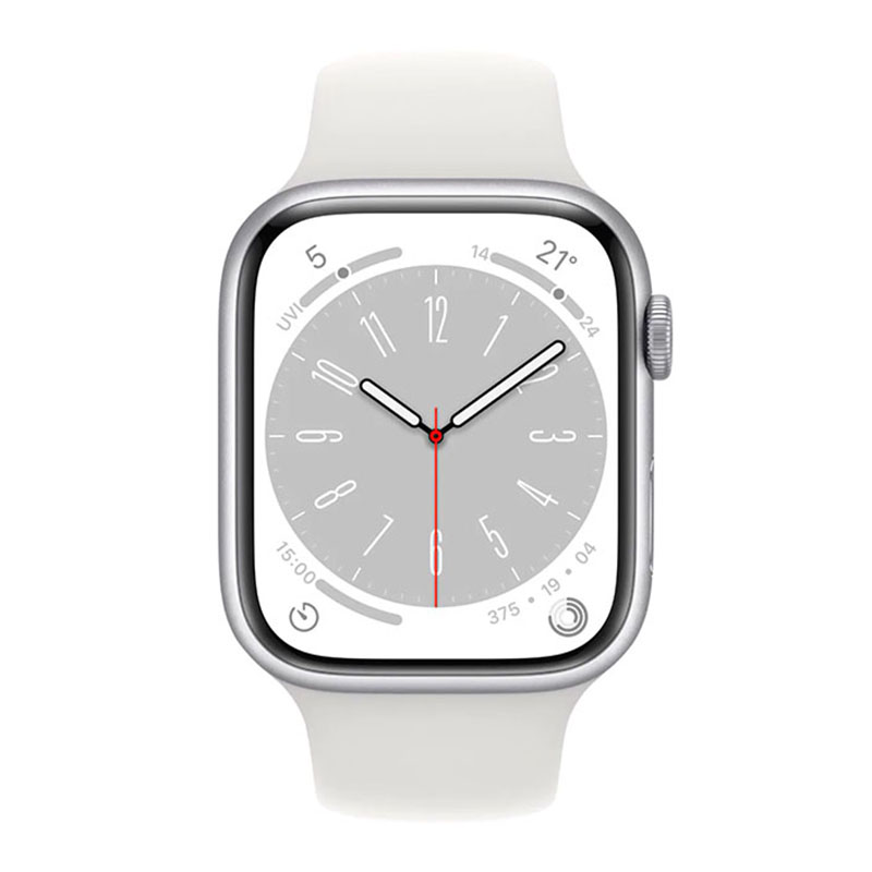 умные часы apple watch series 8 gps 45мм silver aluminum case with white sport band