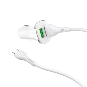 азу hoco z31 2usb + кабель type-c qc3.0 white