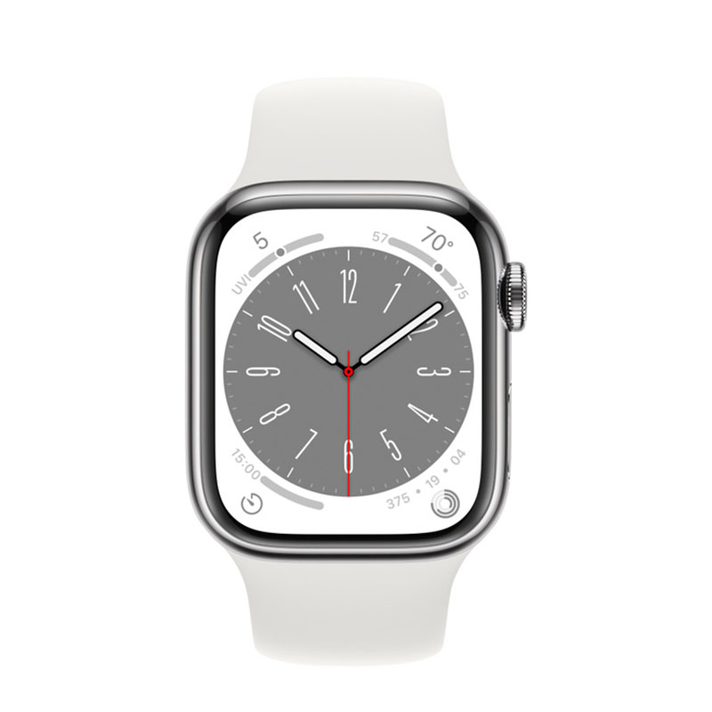 умные часы apple watch series 8 gps + cellular 41мм silver stainless steel case with sport band