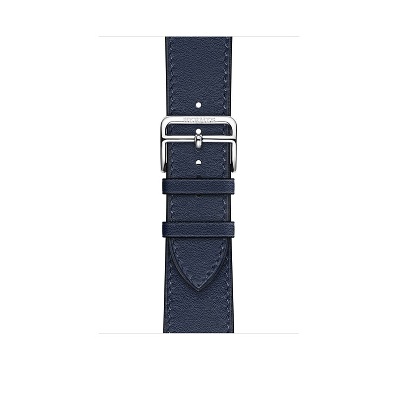 часы apple watch series 6 hermès 44mm корпус из стали серебристого цвета, синий кожаный ремешок (mgx03)