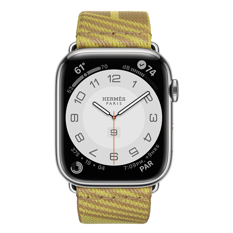 часы apple watch series 7 hermes 45 мм с нейлоновым ремешком бежевый/лайм
