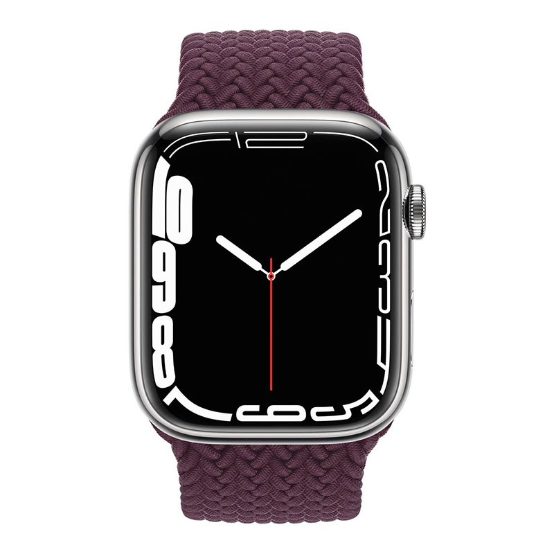 часы apple watch series 7 45 мм silver stainless steel плетеный монобраслет «тёмная вишня»