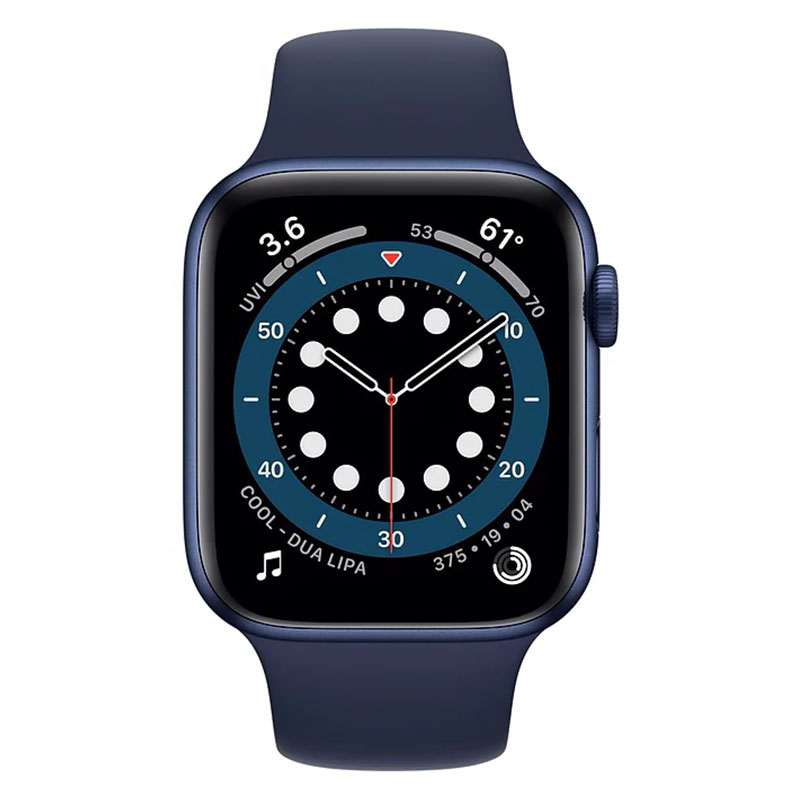 часы apple watch series 6 40mm корпус из алюминия синего цвета, cпортивный ремешок «тёмный ультрамарин» (mg143)