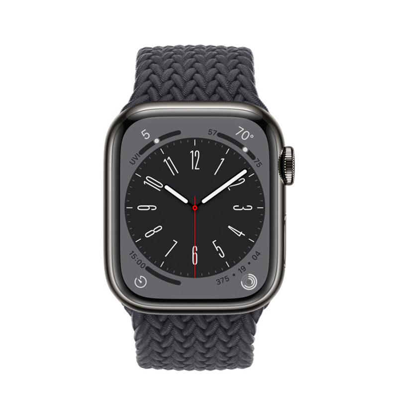 умные часы apple watch series 8 gps 41мм graphite stainless steel case with braided solo loop