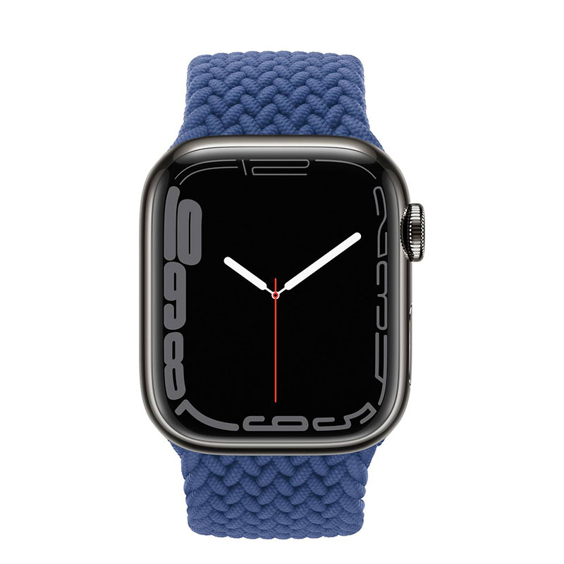 часы apple watch series 7 41 мм graphite stainless steel плетеный монобраслет «атлантический синий»
