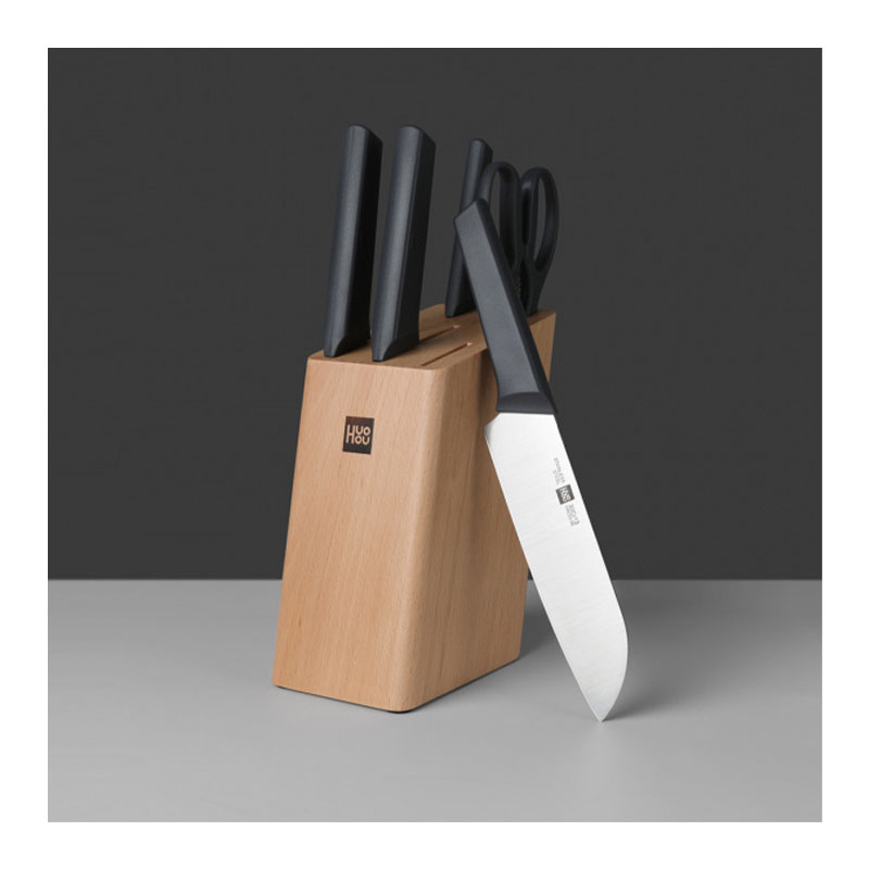 набор ножей с подставкой xiaomi youth edition kitchen stainless steel knife set 6 in 1