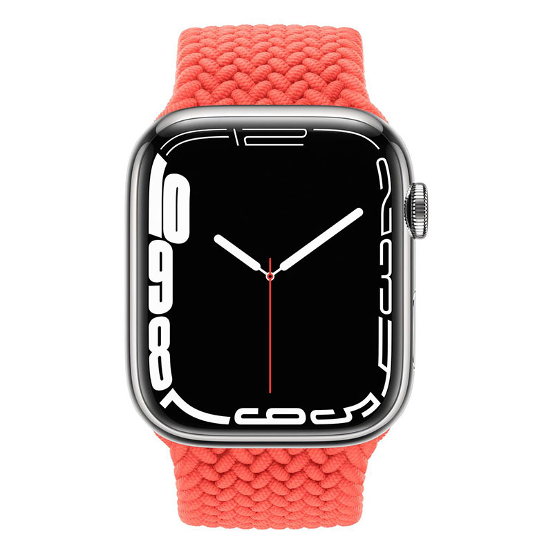 часы apple watch series 7 45 мм silver stainless steel плетеный монобраслет «солнечный апельсин»