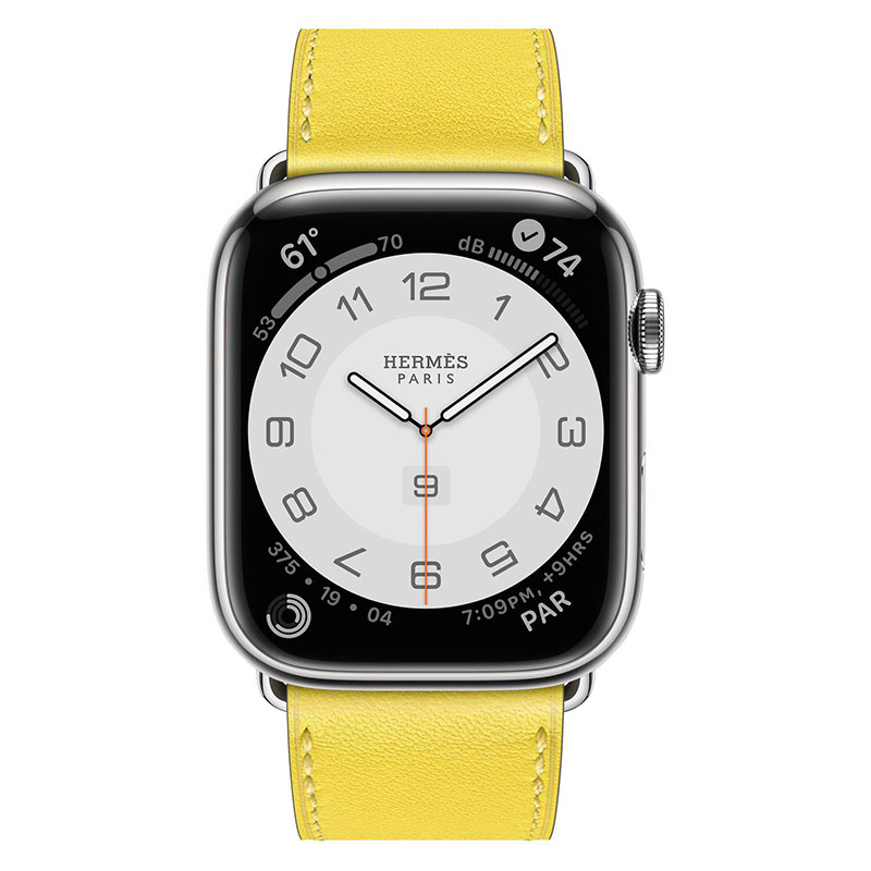 часы apple watch series 7 hermes 45 мм с кожаным ремешком желтого цвета