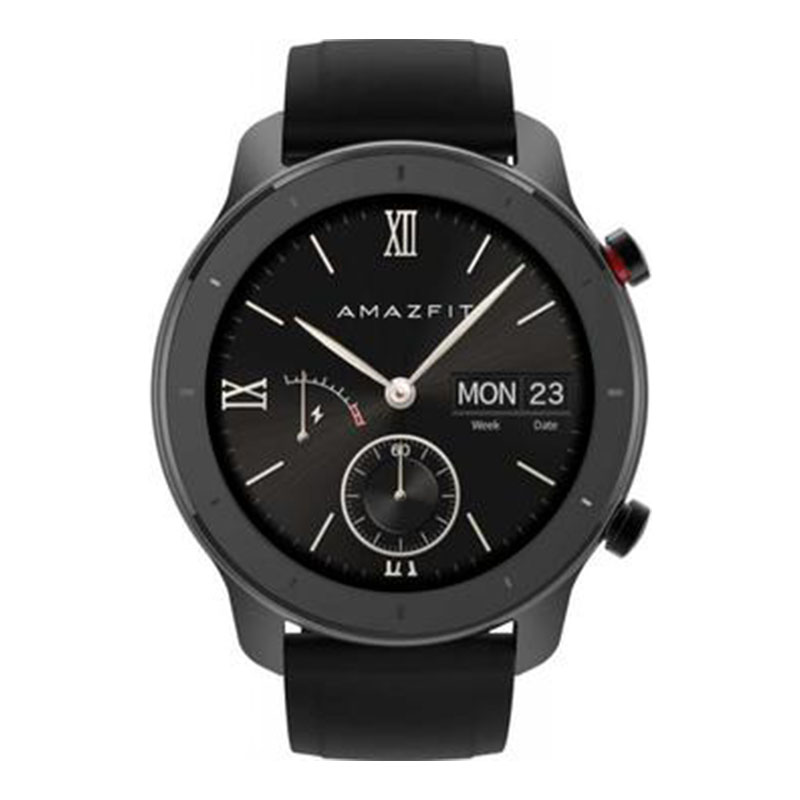 умные часы amazfit gtr 42 mm aluminium case,silicone strap black (черный)