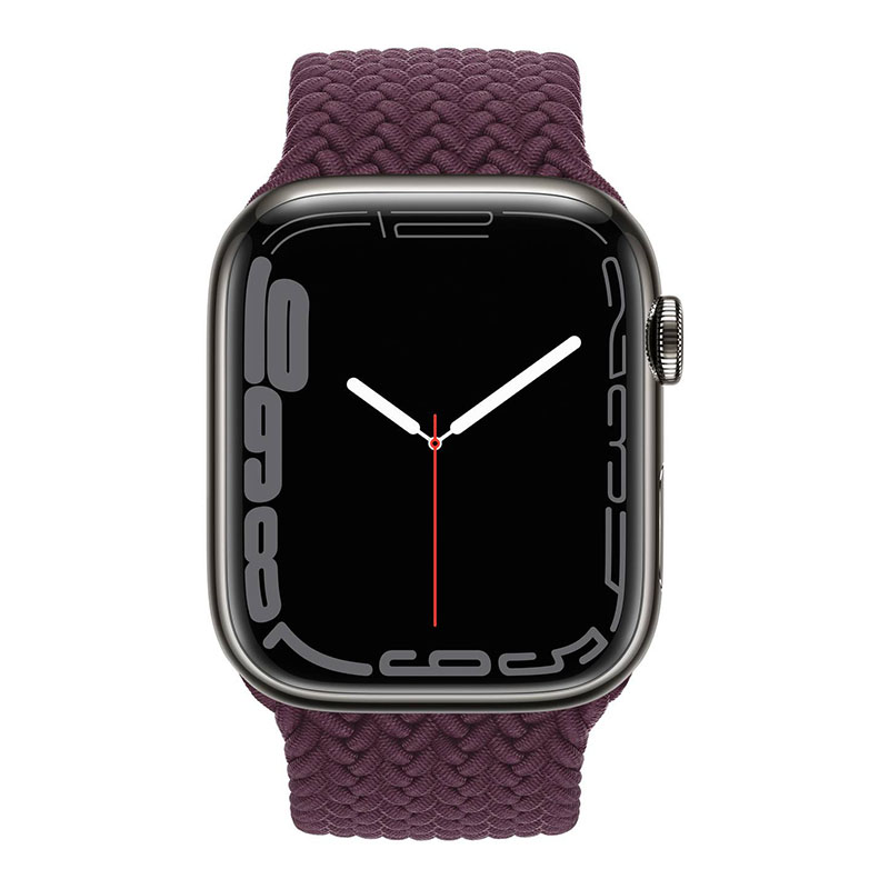 часы apple watch series 7 45 мм graphite stainless steel плетеный монобраслет «тёмная вишня»