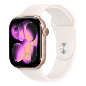 умные часы apple watch series 11 (2025) gps 46 мм, rose gold aluminium case, sport band, starlight m/l